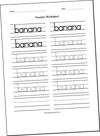 An example of a one-word worksheet you can make with the Writing Wizard.